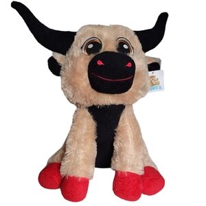 Goffa Bull Stuffed Animal Black Red Tan